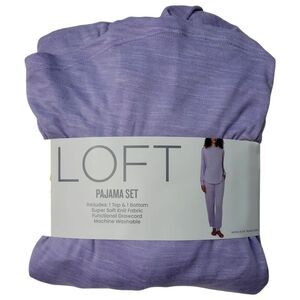 Loft Women's Soft Knit Long Sleeve Top & Pant Henley Sleep Set - Purple